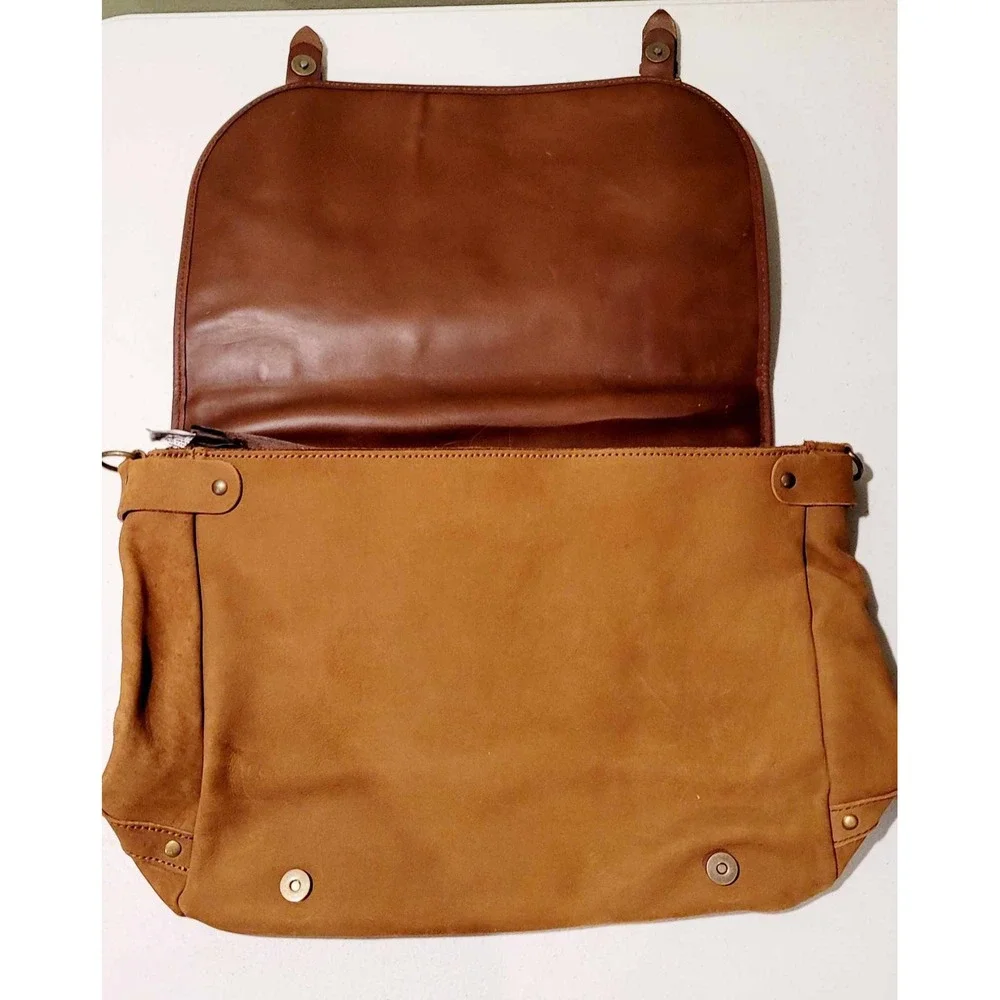*RESCUE ANIMAL FUNDRAISER*Genuine Leather Messenger Bag Brown Suede Satchel